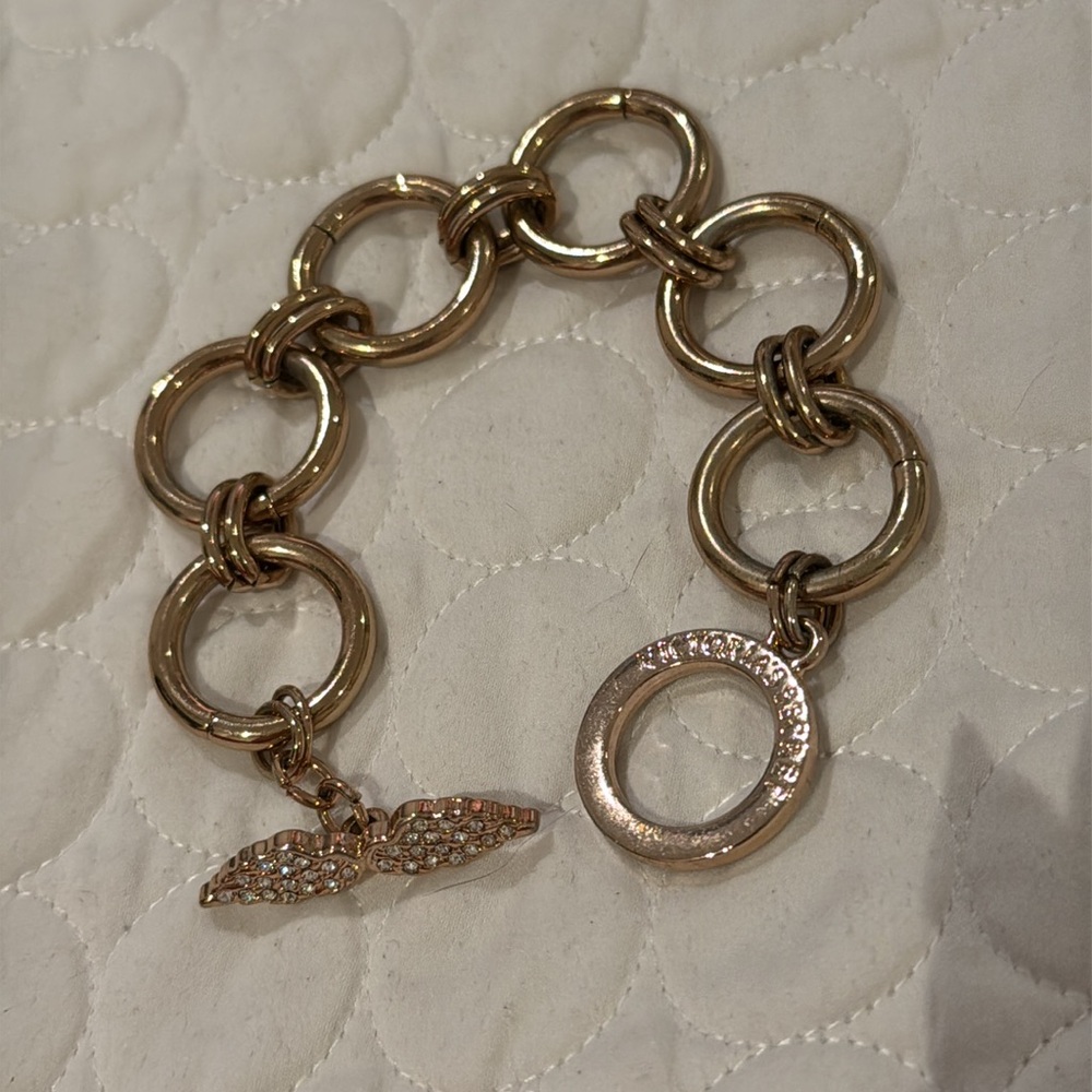 Women Victorias secret gold bracelet with crystals on wings limited edition